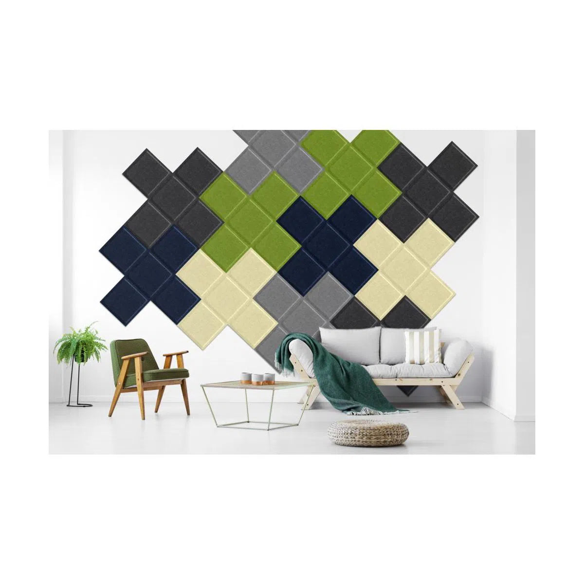 SQUARE BOLD Felt Panel - OLIVE - DecorMania.eu